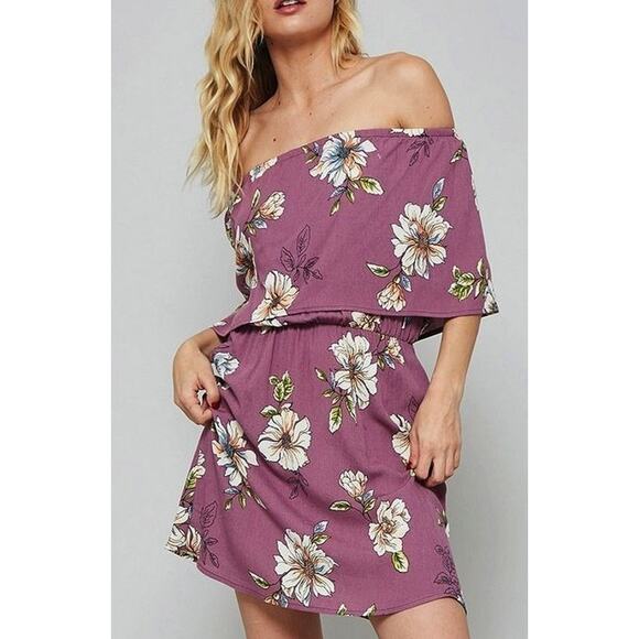 Promesa Off Shoulder Floral Dress Medium - Picture 1 of 2